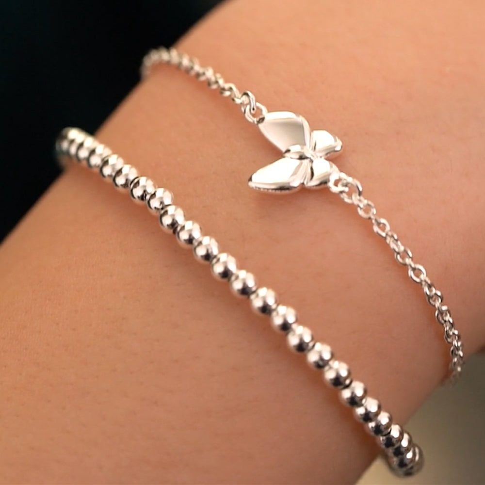 Butterfly Bracelet Silver Beads