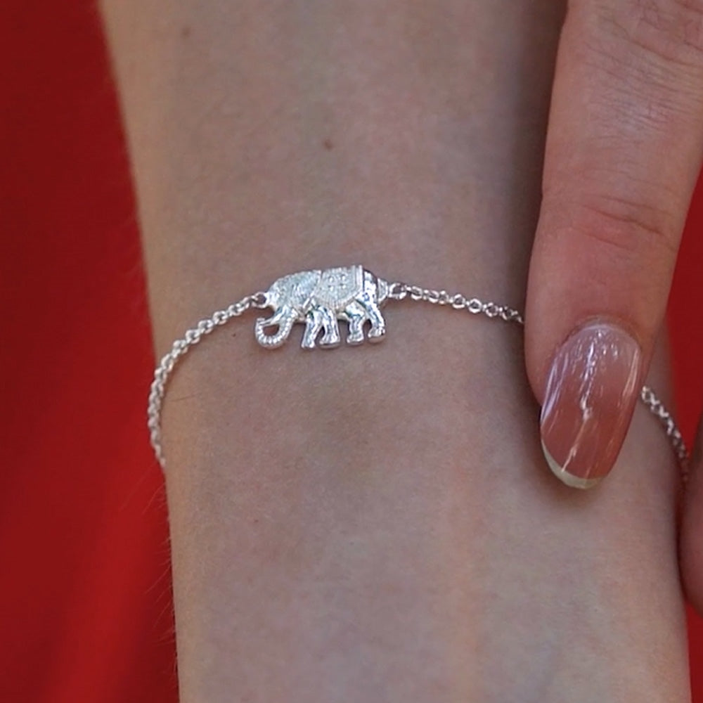 Silver Plated Bracelet with Elephant