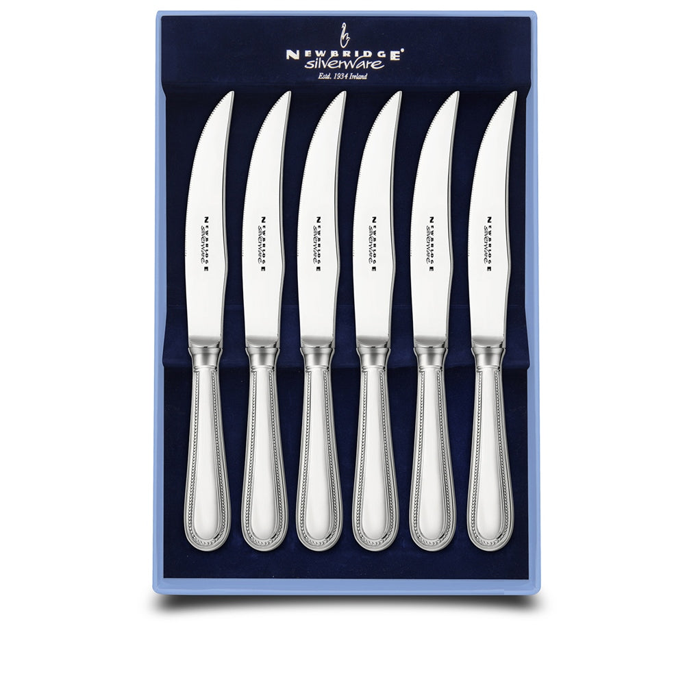Bead Silver Plated 6 Piece Steak Knife Set