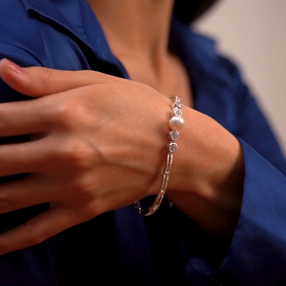 Cubic Zirconia & Pearl Bracelet
