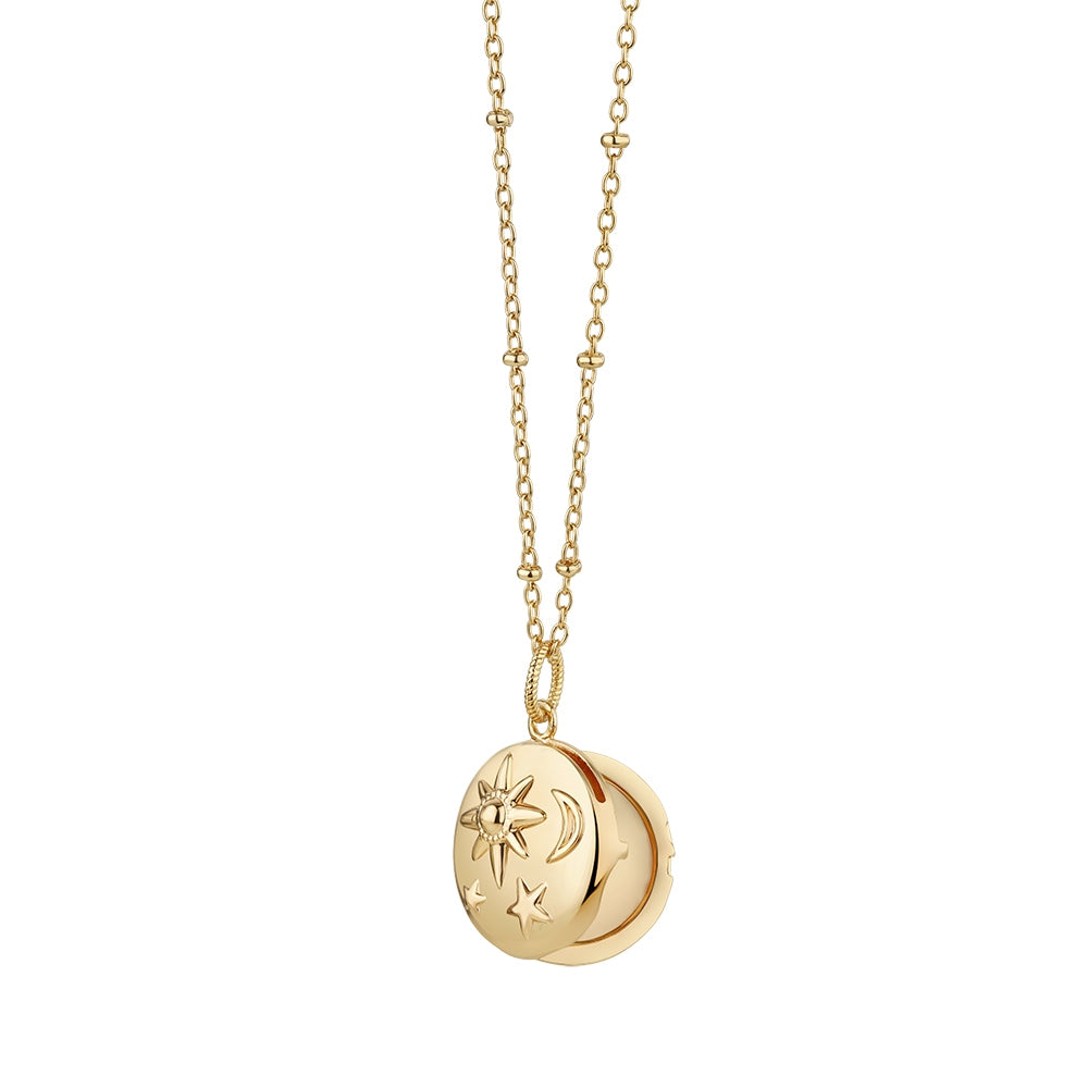 Gold Plated Locket with Sun Moon & Stars