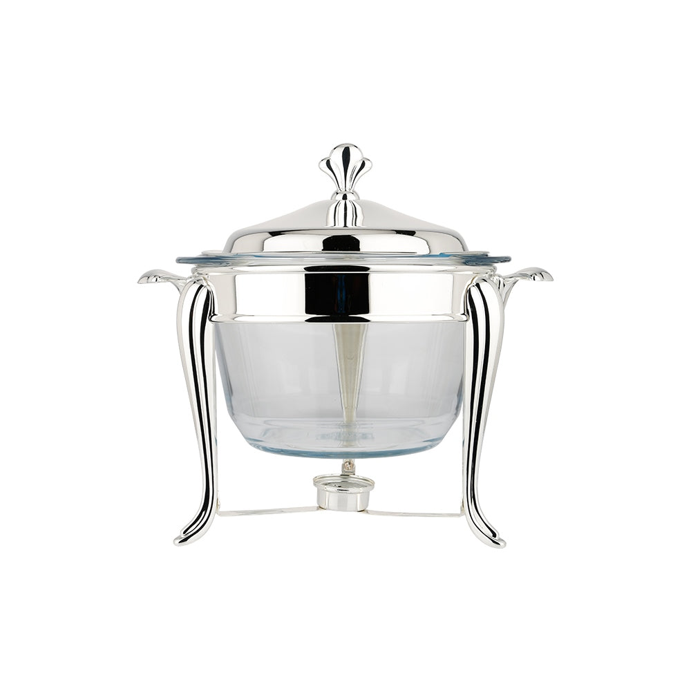 Silver Plated Glass 4L Round Warmer and Ladle
