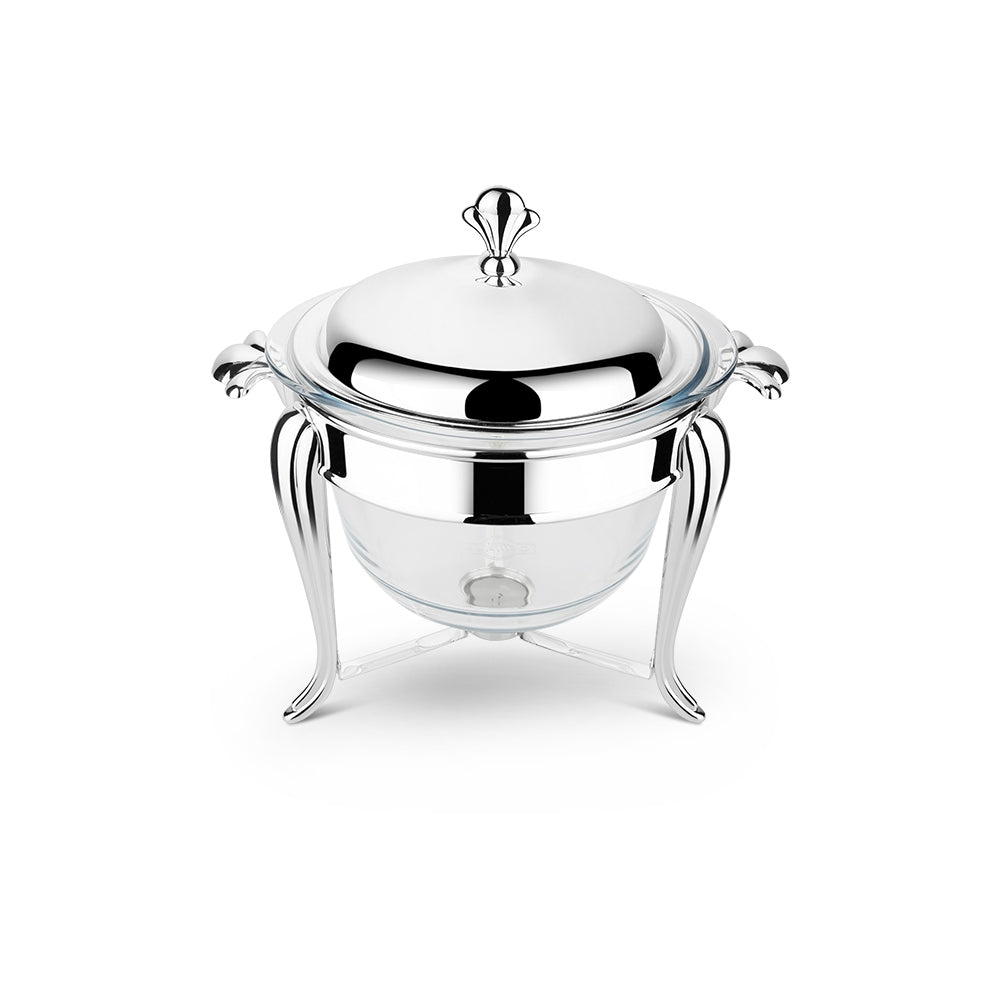 Silver Plated Glass 4L Round Warmer and Ladle
