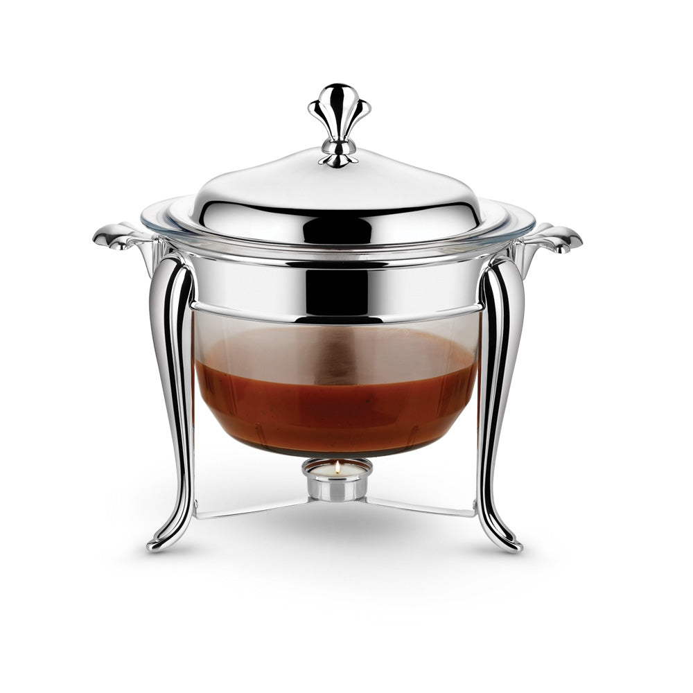 Silver Plated Glass 4L Round Warmer and Ladle