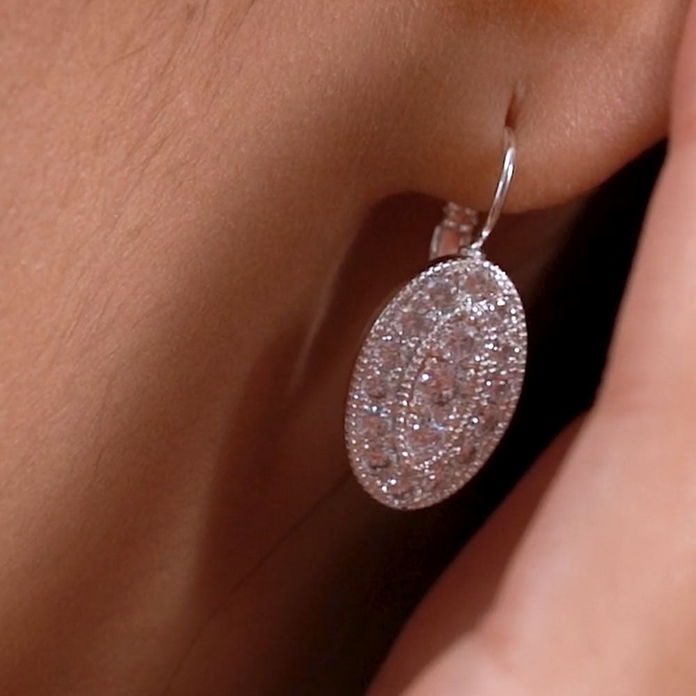 Oval Earrings with Clear Stones