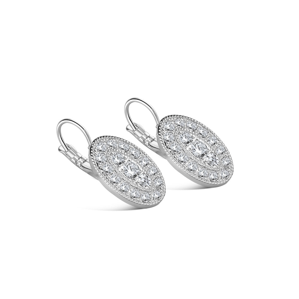 Oval Earrings with Clear Stones