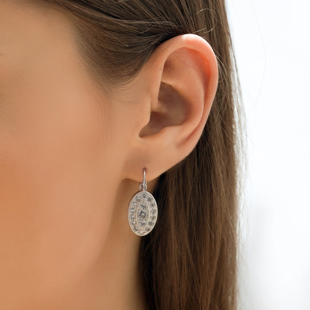 Oval Earrings with Clear Stones