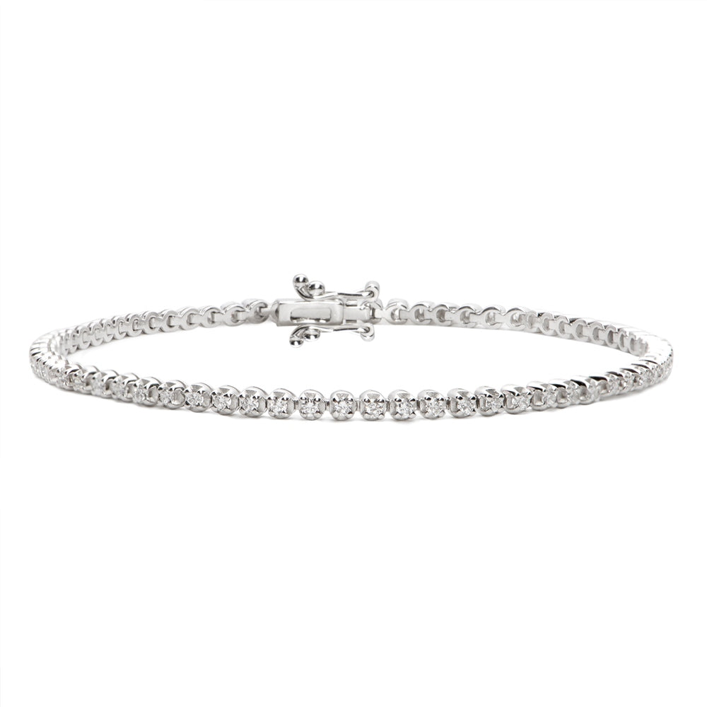 18ct White Gold Diamond Tennis Bracelet 1.00ct