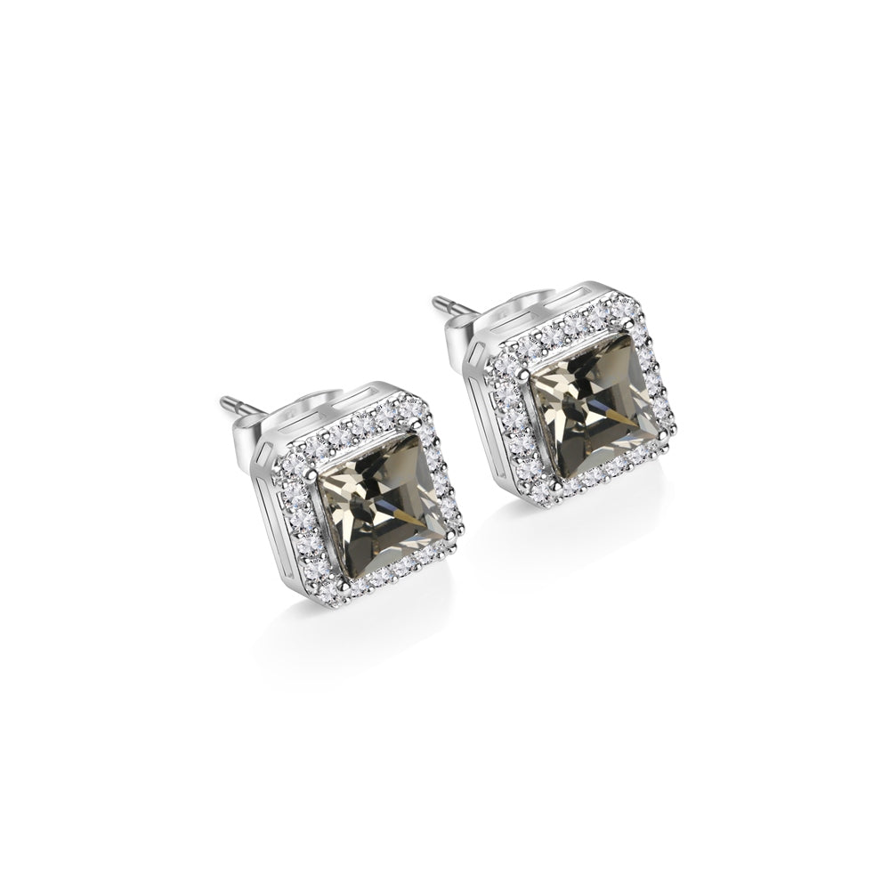 Square Earrings Clear Stones