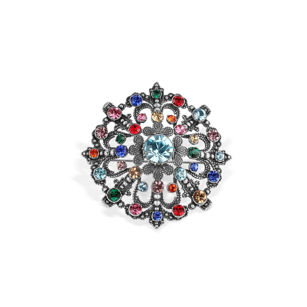 Vintage Brooch Coloured Stones