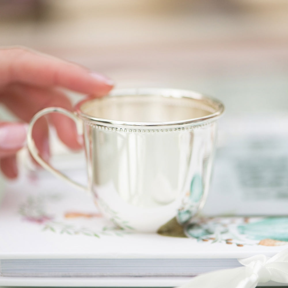Silver Plated Beaded Christening Cup
