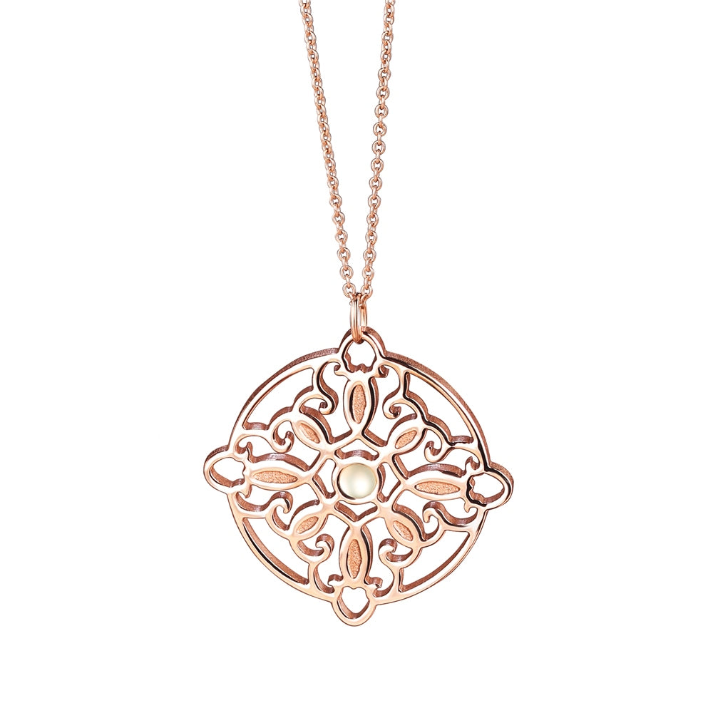 Celtic Rose Gold Plated Pendant with Green Stone