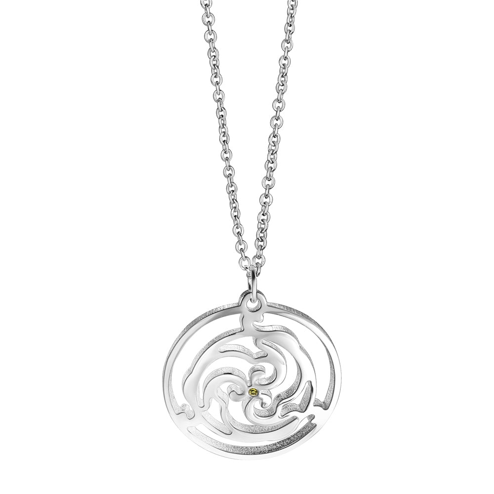 Celtic Round Pendant with Green Stone