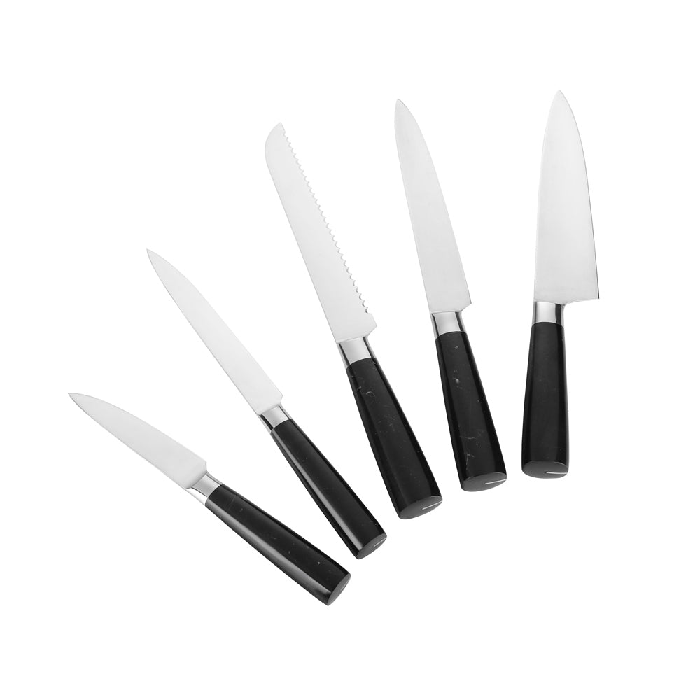 Stainless Steel 5 Pce Knife Set with Black Handles
