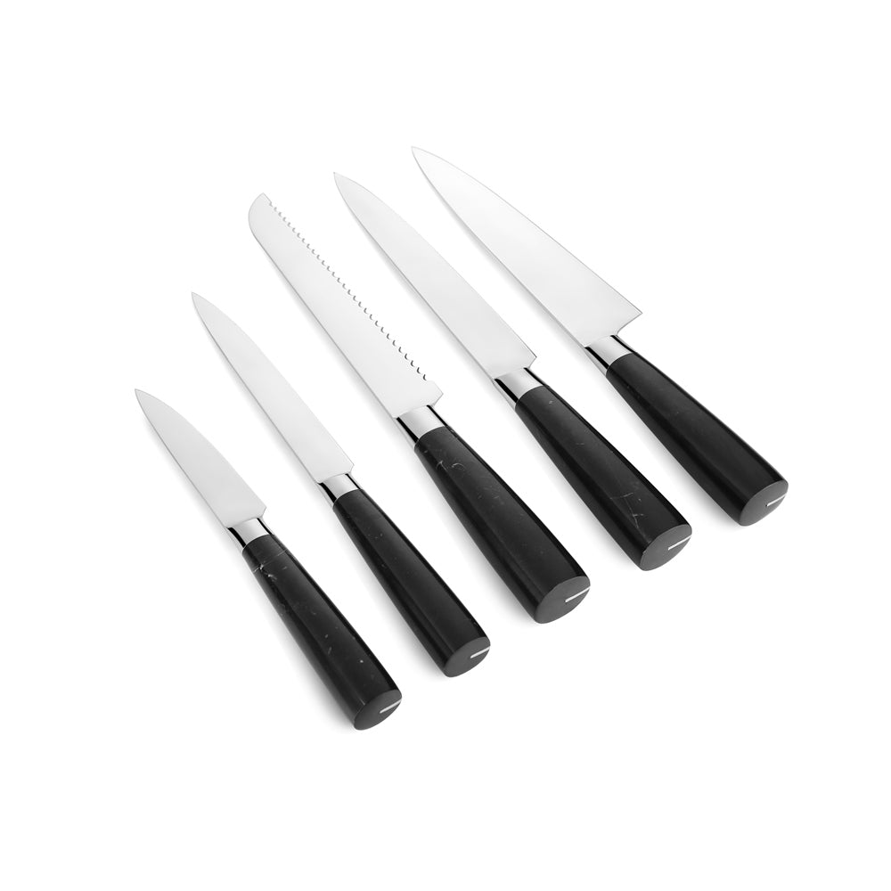 Stainless Steel 5 Pce Knife Set with Black Handles