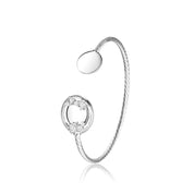 Circular Twist Floral Bangle with Clear Stones