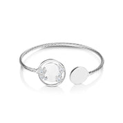 Circular Twist Floral Bangle with Clear Stones