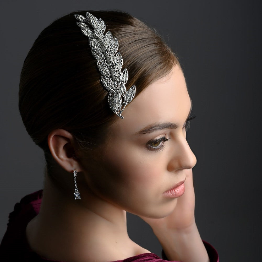 Leaf Hair Accessory with Clear Stones