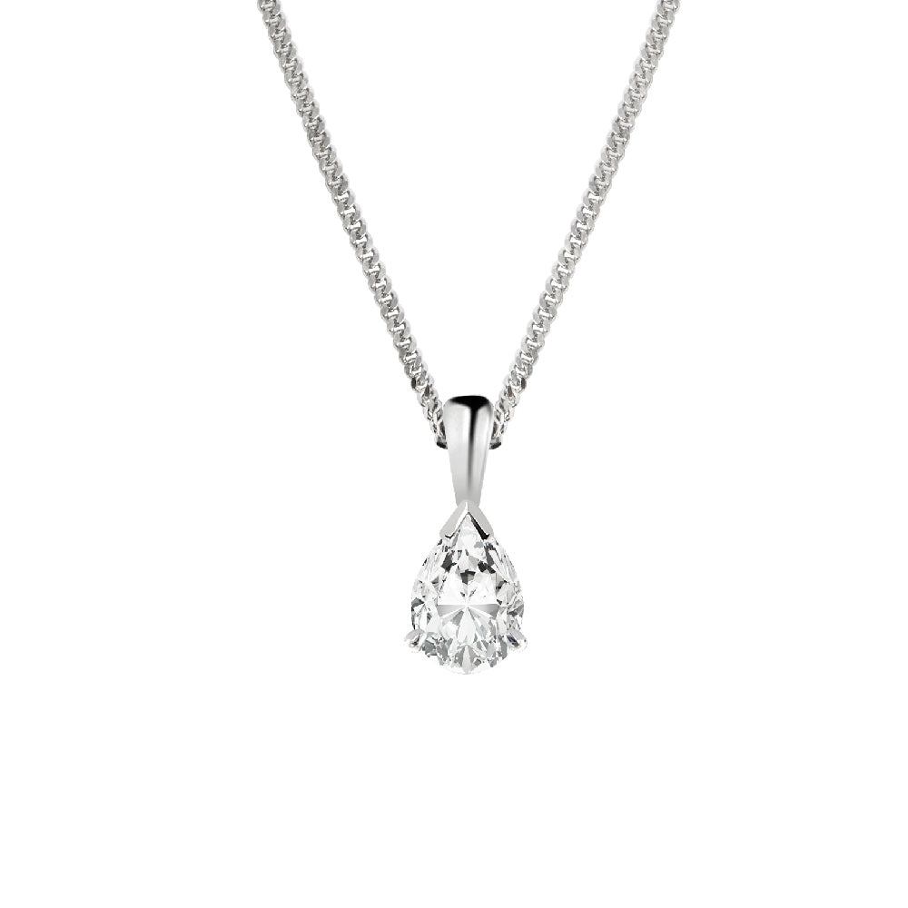 18ct White Gold Pear shaped Diamond Pendant