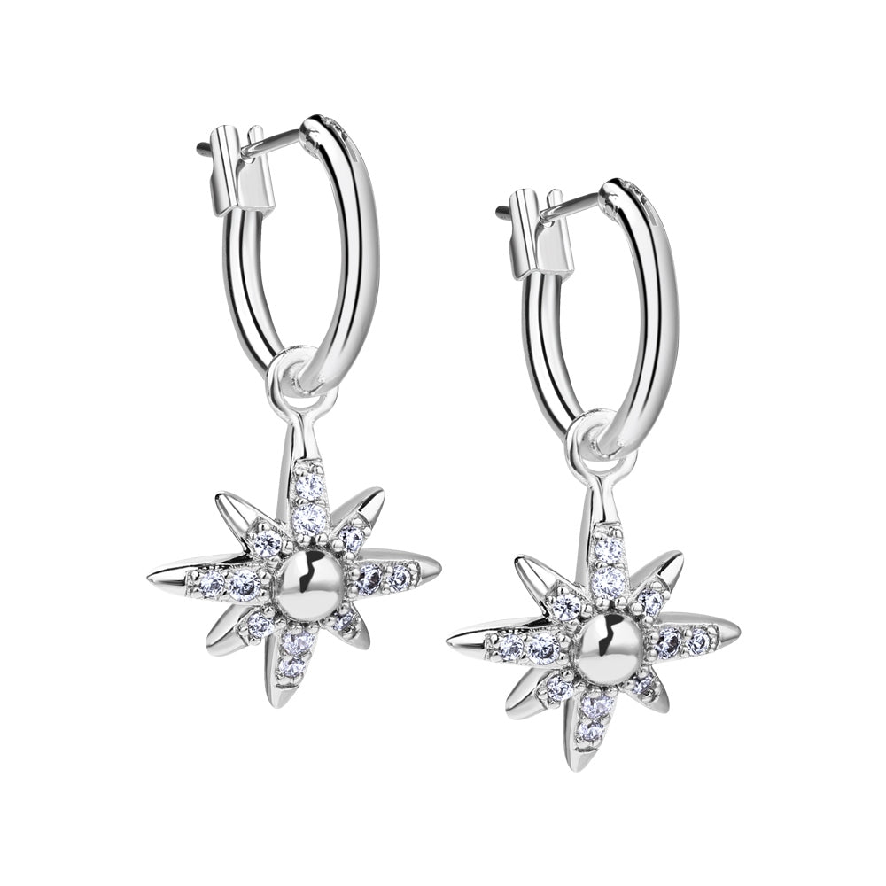 Plated Star Earrings Clear Stones