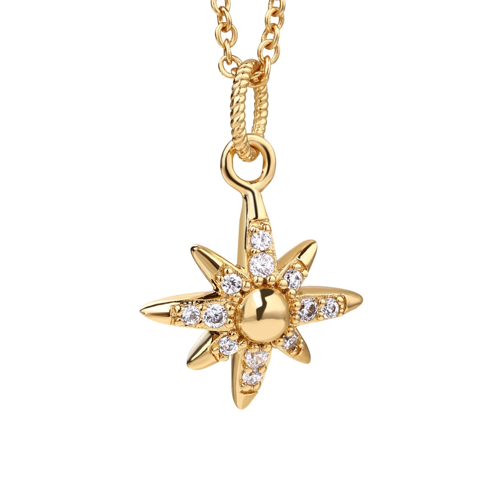 Gold Plated Star Pendant with Clear Stones