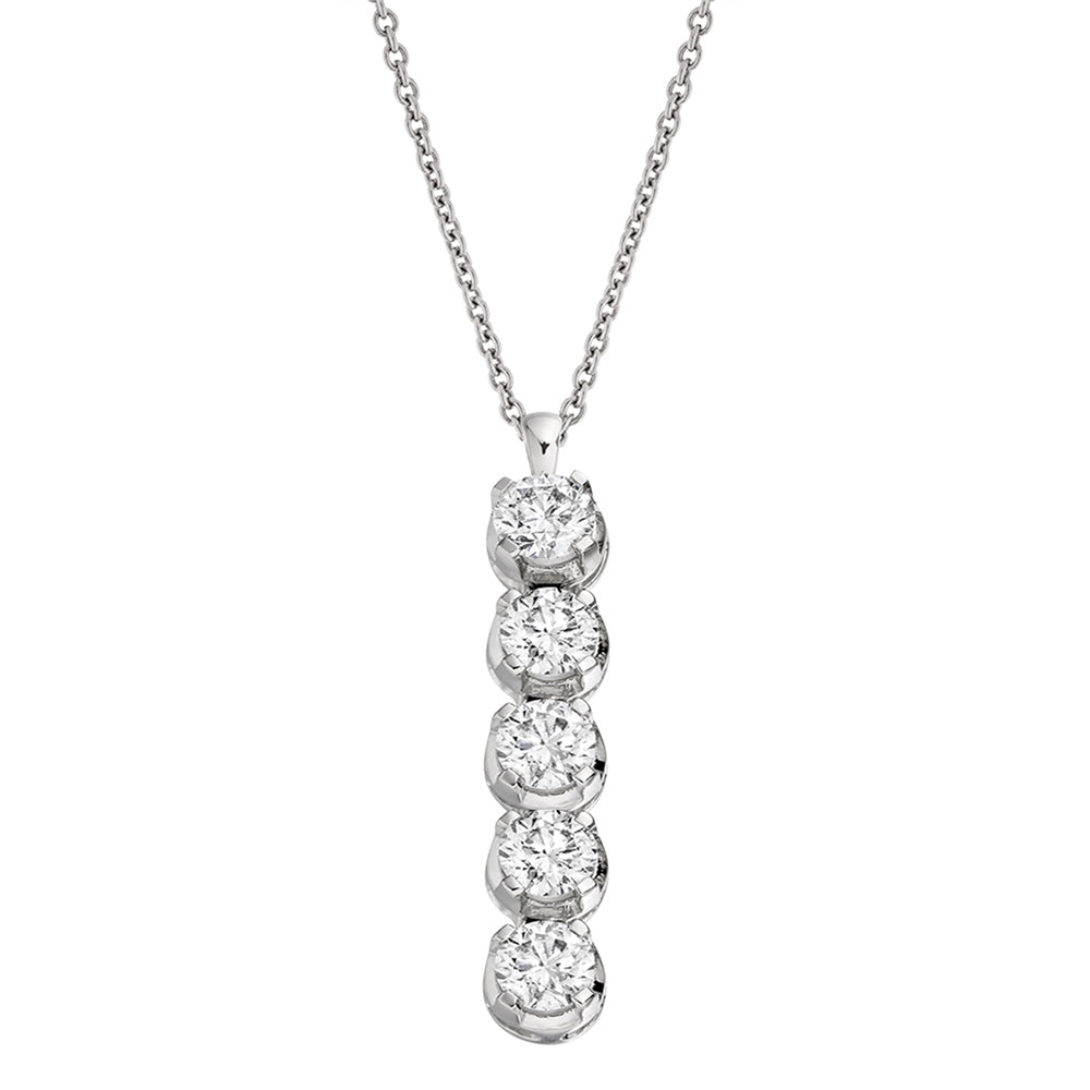 18ct White Gold 5-Stone Drop Diamond Pendant