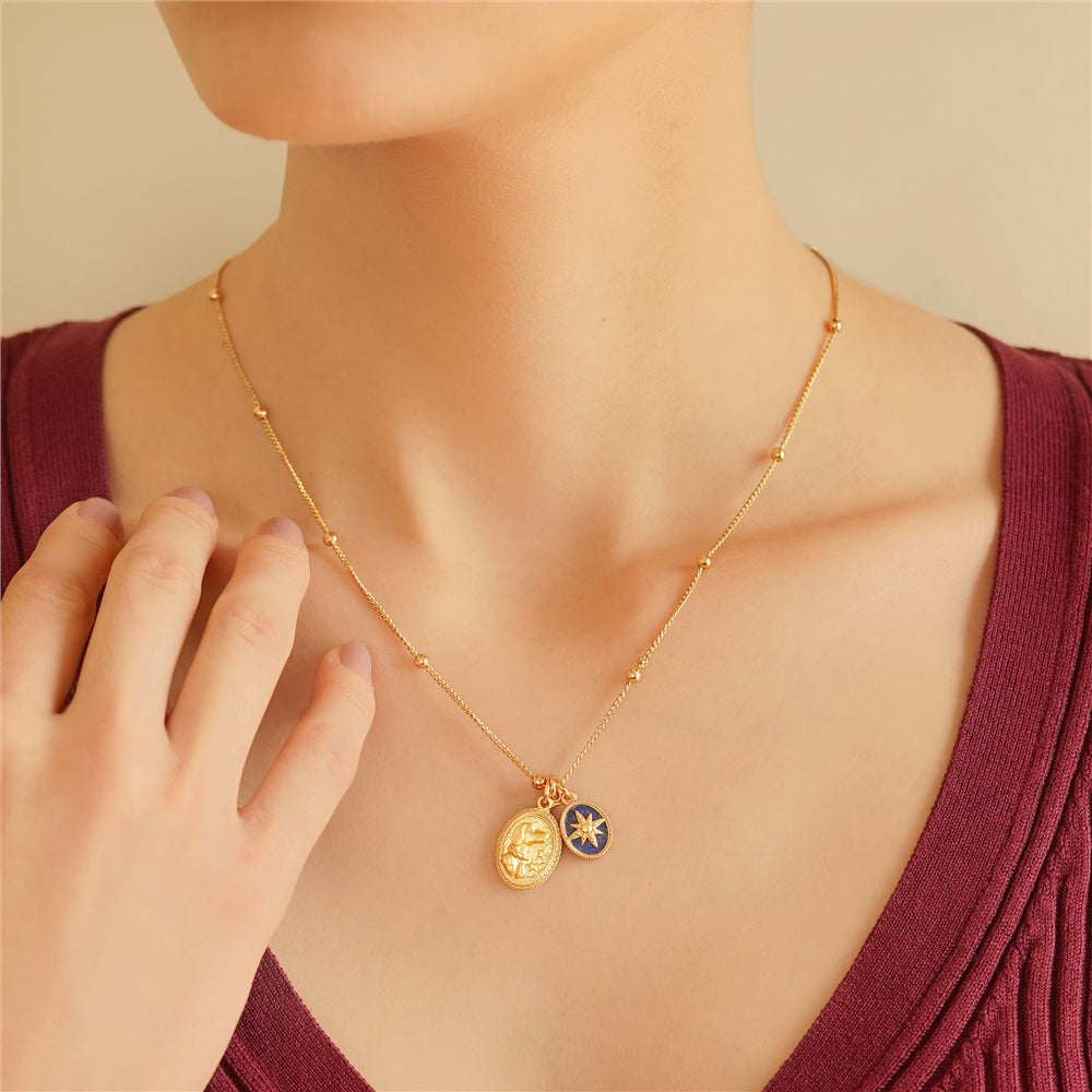 Gold Plated Pendant with Lapis Lazuli Charm