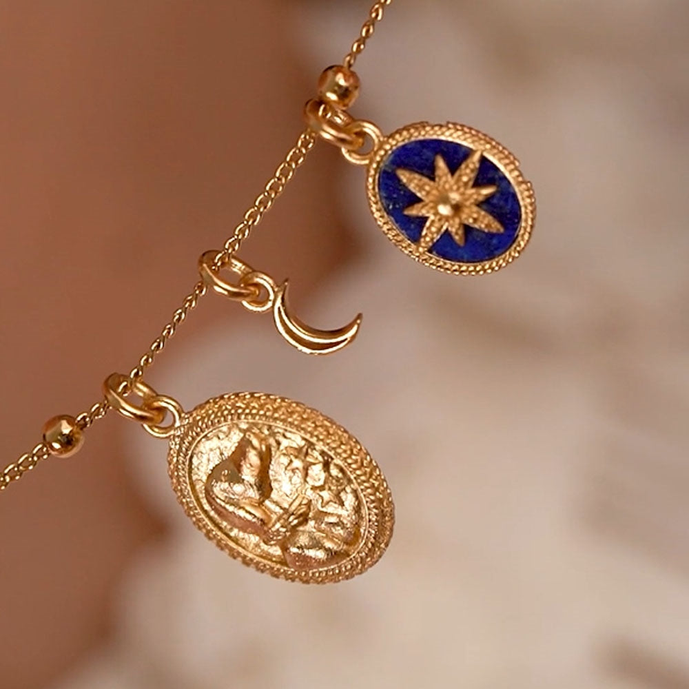 Gold Plated Pendant with Lapis Lazuli Charm