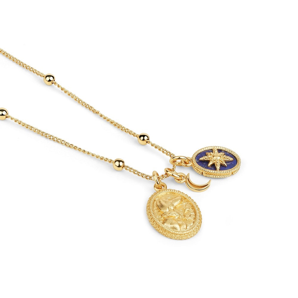 Gold Plated Pendant with Lapis Lazuli Charm