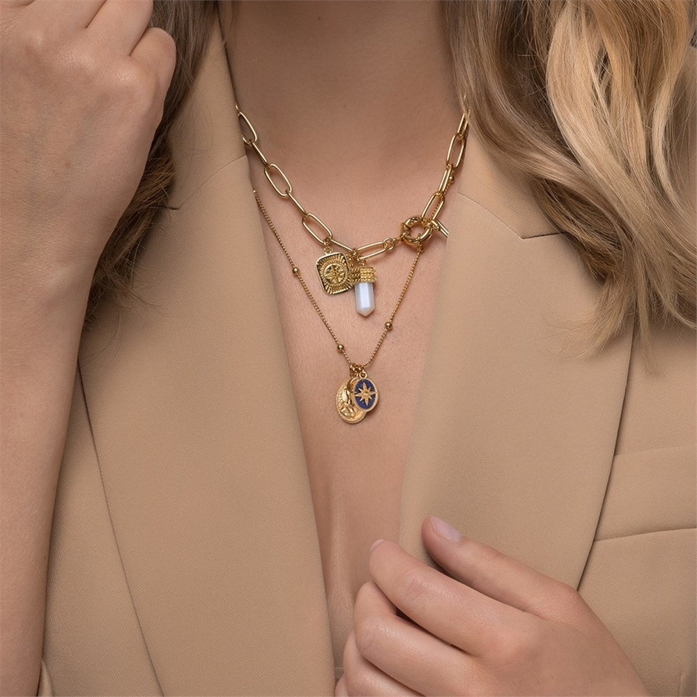 Gold Plated Pendant with Lapis Lazuli Charm