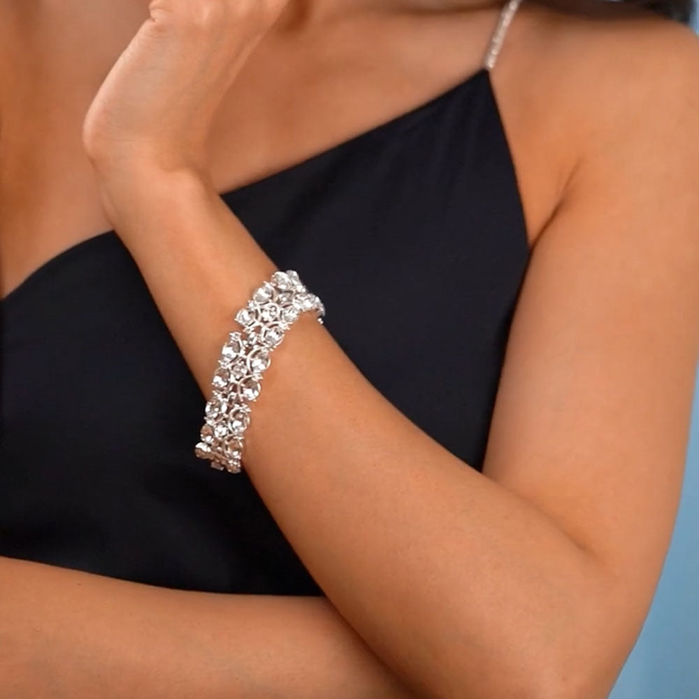 Double Row Bracelet with Clear Stones