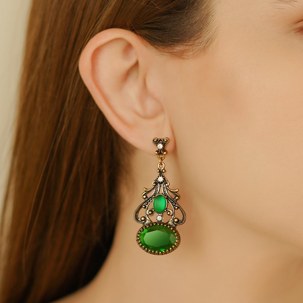 Green Stone FOB Earrings