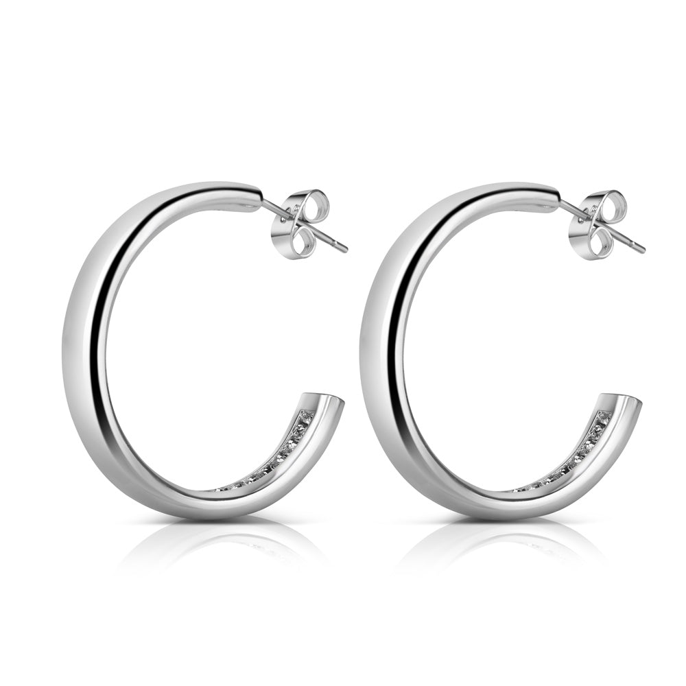 Hoop Earrings Clear Stones