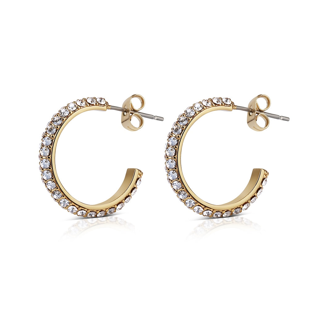 Hoop Earrings Golden Honey Stones