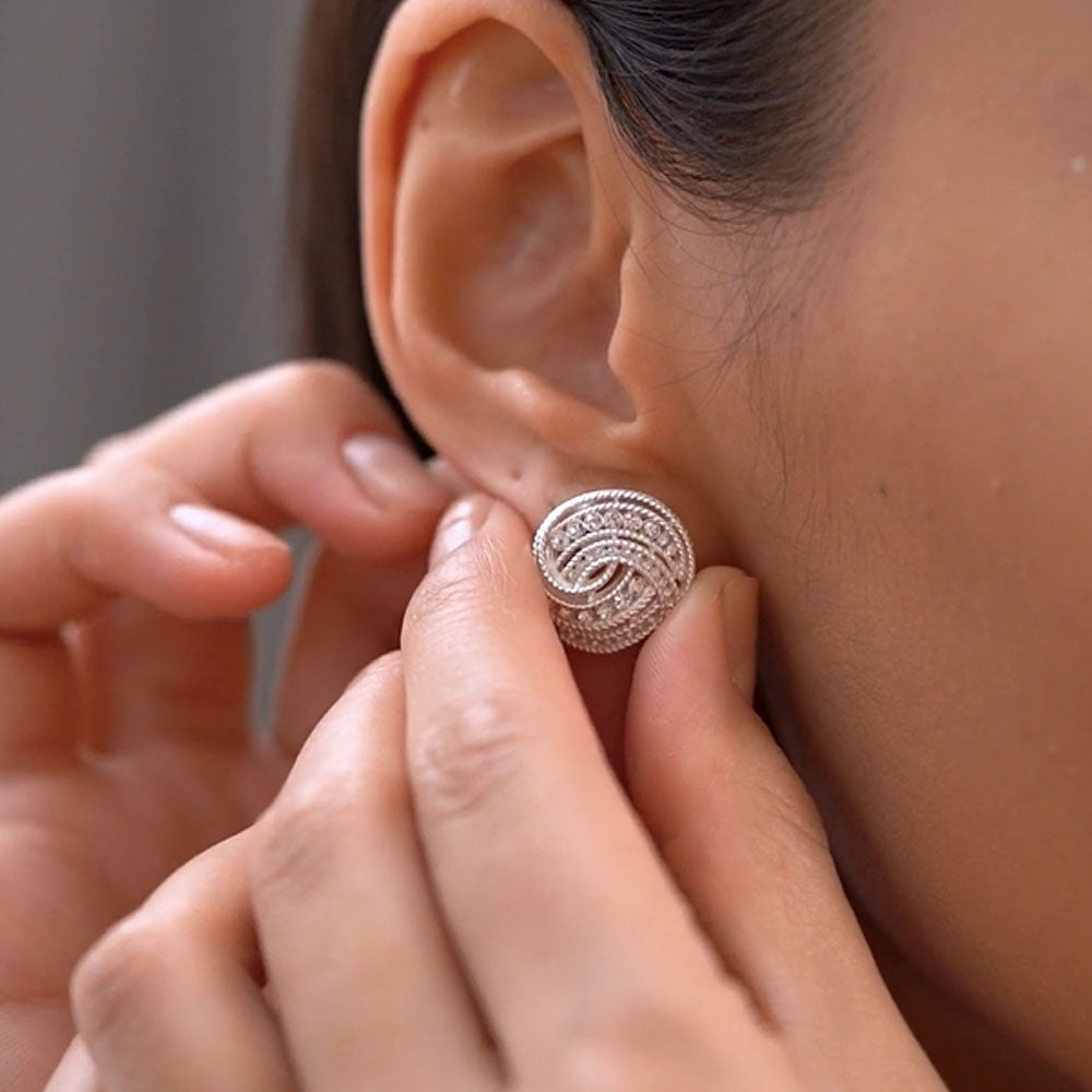 Twist Earrings with Clear Stones