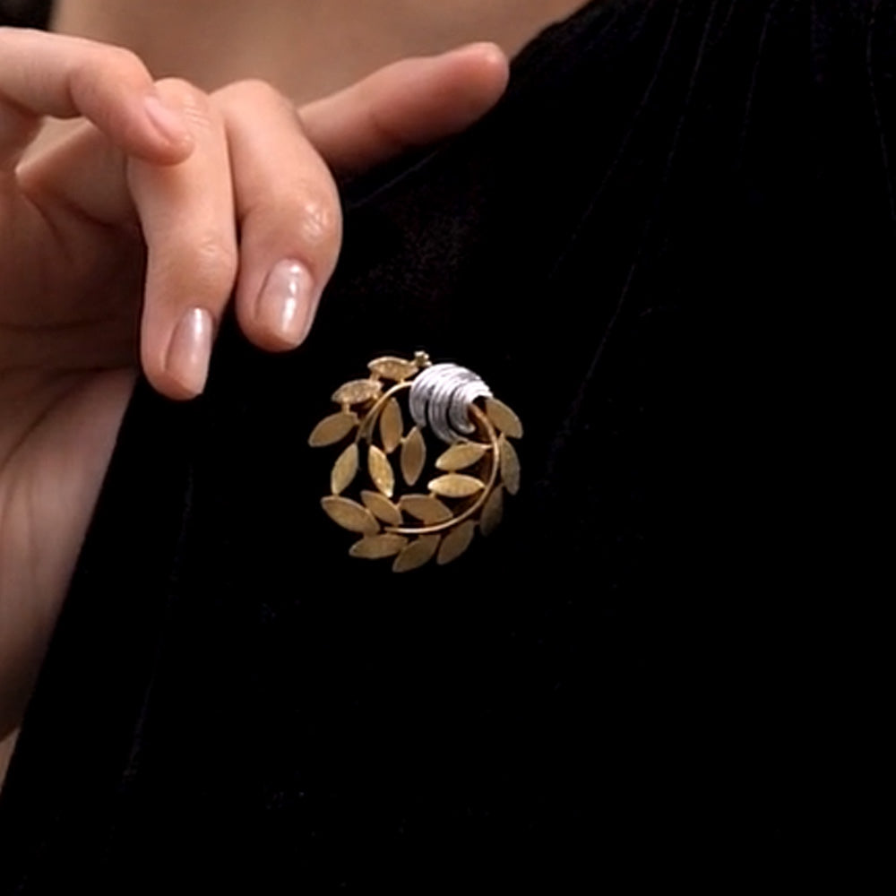 Gold & Silver Plated Leaf Brooch