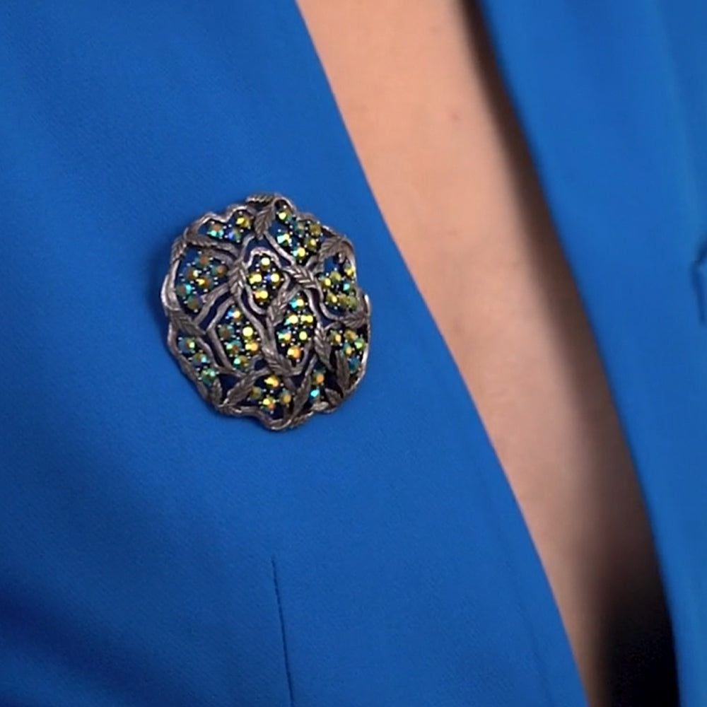 Leaf Brooch with AB Stones