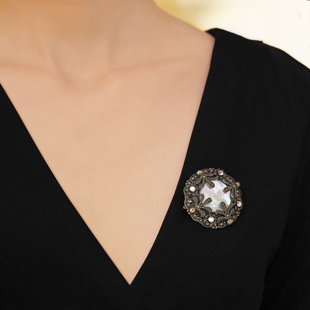 Ornate Mother of Pearl Brooch