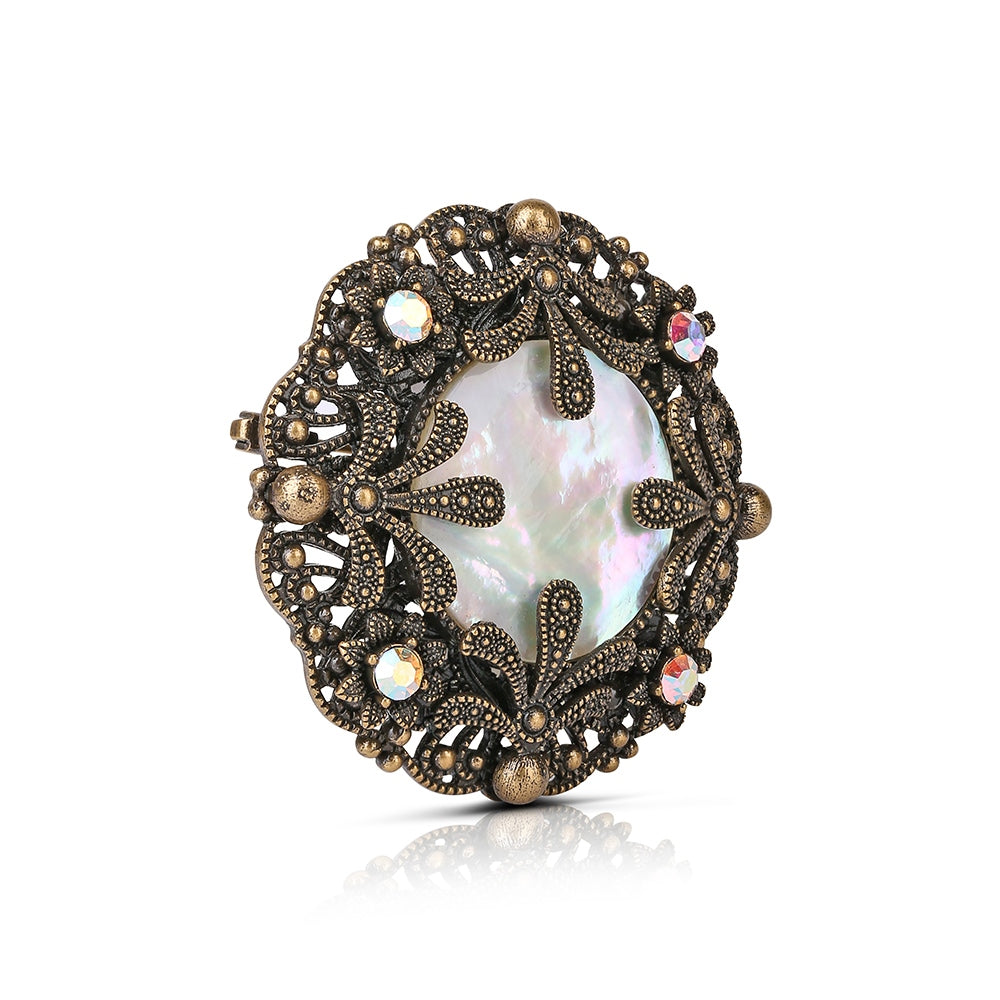 Ornate Mother of Pearl Brooch