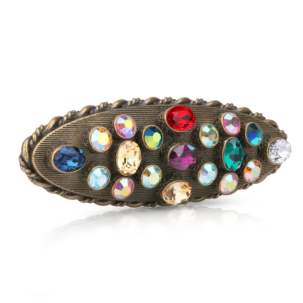 Oval Multi Coloured Stone Brooch