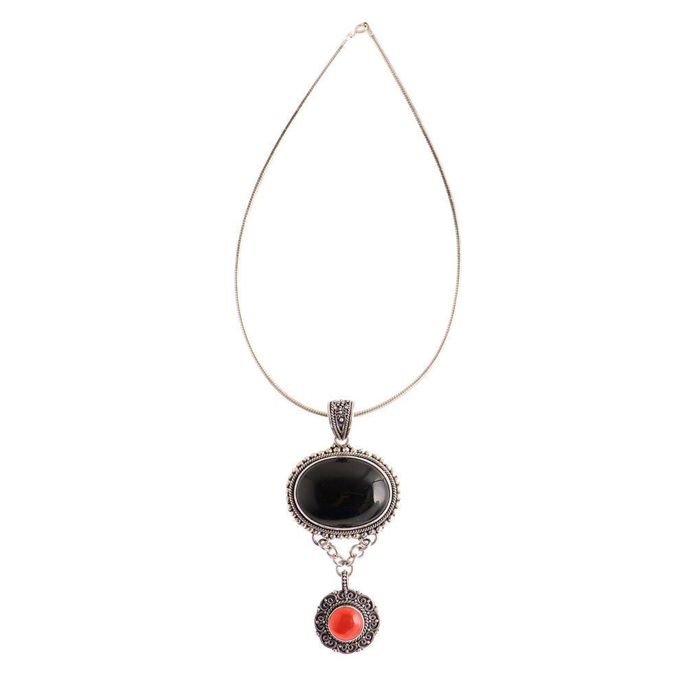 1970's Black Agate Statement Pendant