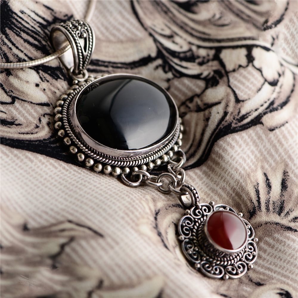1970's Black Agate Statement Pendant