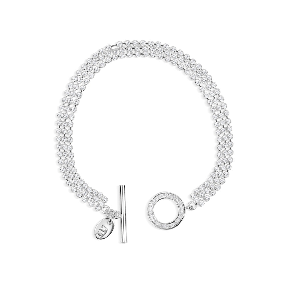 Triple Strand Bracelet Clear Stones