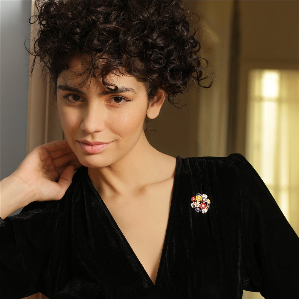 Gold Plated Floral Cluster Brooch