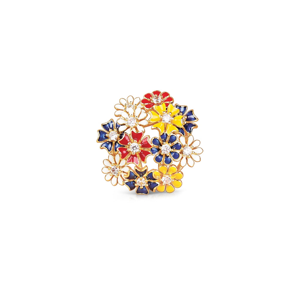 Plated Floral Cluster Brooch