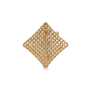 Gold Plated Square Brooch with Green Stones