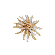 Silver & Gold Plated Star Brooch with Clear Stones
