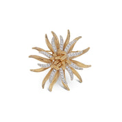 Silver & Gold Plated Star Brooch with Clear Stones