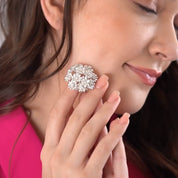 Silver Plated Floral Cluster Brooch