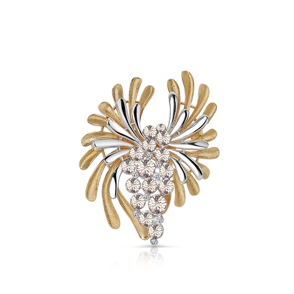 Two Tone Brooch Crystal Honey Stones